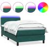 vidaXL Box spring postel s matrac&iacute; a LED tmavě zelen&aacute; 90x220 cm samet