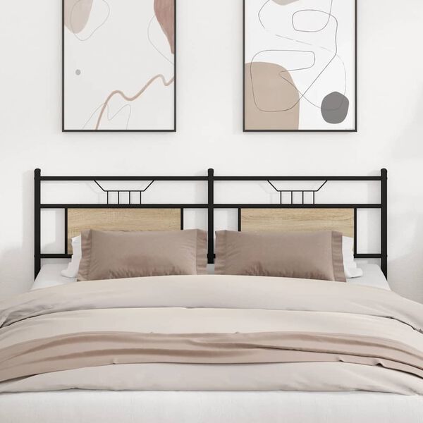 vidaXL N&aacute;hradn&iacute; čelo postele Sonoma Dub 180 cm Dřevěn&eacute; a ocelov&eacute; konstrukce