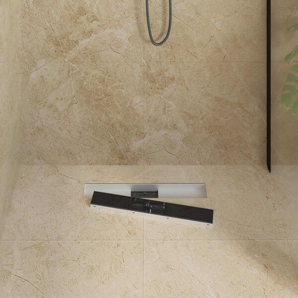 vidaXL Sprchov&yacute; odtok s skleněn&yacute;m krytem Čern&aacute; 60 cm Nerezov&aacute; ocel 304