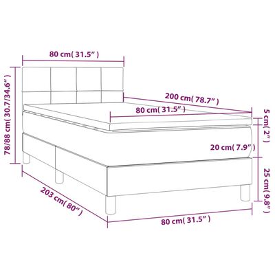 vidaXL Box spring postel s matrací a LED černá 80 x 200 cm samet
