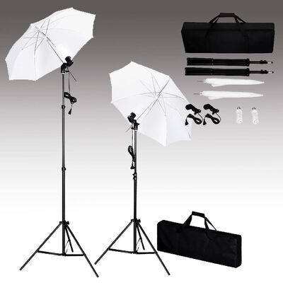 vidaXL Foto studio set s fotopozadím, osvětlením a deštníky