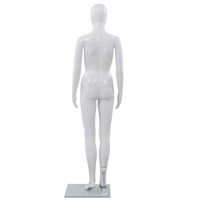 vidaXL Dámská figurína celá postava základna ze skla lesklá bílá 175cm