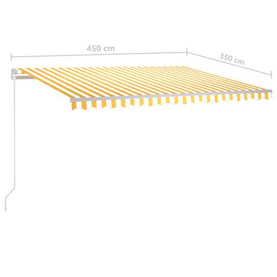 vidaXL Automatická zatahovací markýza se sloupky 4,5 x 3,5 m žlutobílá