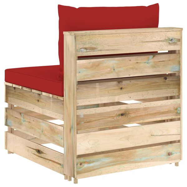 vidaXL D&iacute;lč&iacute; středov&aacute; pohovka s podu&scaron;kami zeleně impregnovan&eacute; dřevo