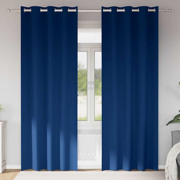 vidaXL Z&aacute;věsy na zatemněn&iacute; s kroužky 2 pcs Tmavě modr&aacute; 260 x 140 cm
