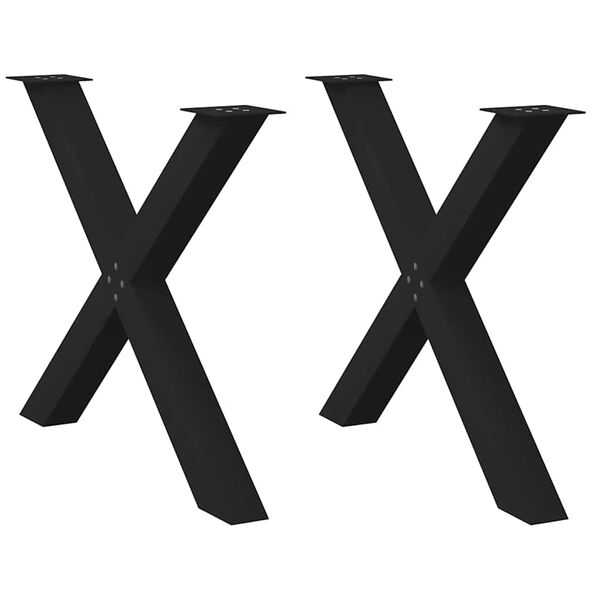 vidaXL Nohy k j&iacute;deln&iacute;mu stolu ve tvaru X, 2 ks, čern&eacute;, 90 x (72-73) cm, ocel