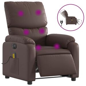vidaXL Elektrick&eacute; mas&aacute;žn&iacute; polohovac&iacute; křeslo hněd&eacute; uměl&aacute; kůže