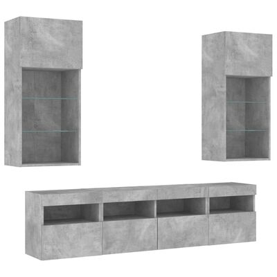 vidaXL 5dílná obývací stěna s LED betonově šedá kompozitní dřevo