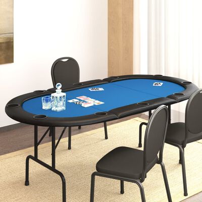 vidaXL Skládací deska na poker pro 10 hráčů modrá 206 x 106 x 75 cm