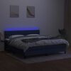 vidaXL Box spring postel s matrac&iacute; a LED modr&aacute; 180x200 cm textil