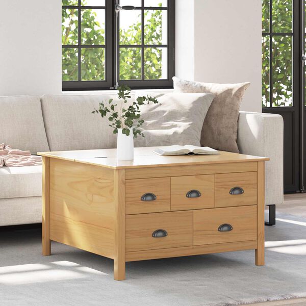 vidaXL Konferenčn&iacute; stolek se z&aacute;suvkou Medov&aacute; hněd&aacute; 79.5 x 79.5 x 49 cm