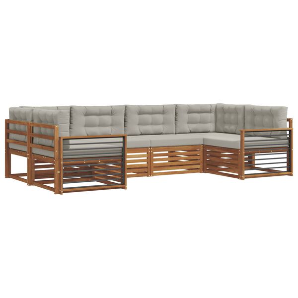 vidaXL Venkovn&iacute; pohovkov&aacute; souprava 6 pcs Př&iacute;rodn&iacute; a světle &scaron;ed&aacute;