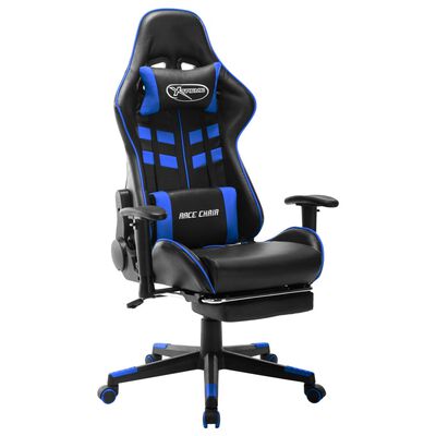 vidaXL Herní židle s podnožkou černo-modrá umělá kůže