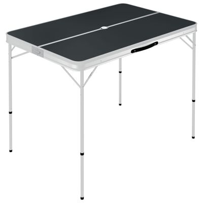 vidaXL Skládací kempingový stůl se 2 lavicemi hliník šedý