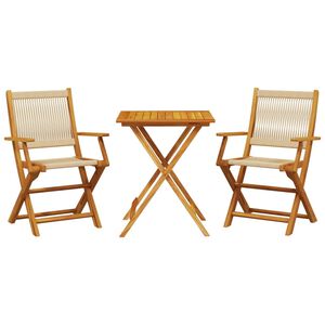 vidaXL 3d&iacute;ln&yacute; bistro set b&eacute;žov&yacute; polypropylen a masivn&iacute; dřevo