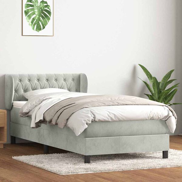 vidaXL Box spring postel s matrac&iacute; světle &scaron;ed&aacute; 80x220 cm samet
