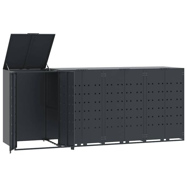 vidaXL Box na 4 popelnice antracitov&yacute; 276 x 79 x 117 cm ocel