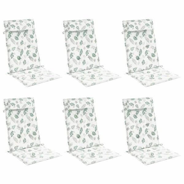 vidaXL Podušky na židli s vysokým opěradlem 6 ks vzor listů oxford