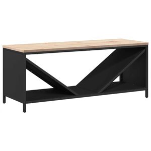 vidaXL Stojan na palivov&eacute; dřevo s dřevěnou horn&iacute; deskou čern&yacute;