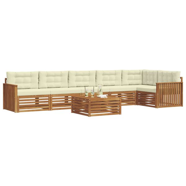 vidaXL Venkovn&iacute; pohovkov&aacute; souprava 7 pcs Přirozen&aacute; a Kr&eacute;mov&aacute;