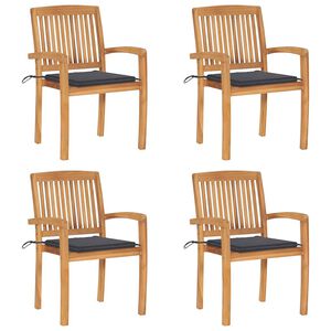 vidaXL Stohovateln&eacute; zahradn&iacute; židle s podu&scaron;kami 4 ks masivn&iacute; teak