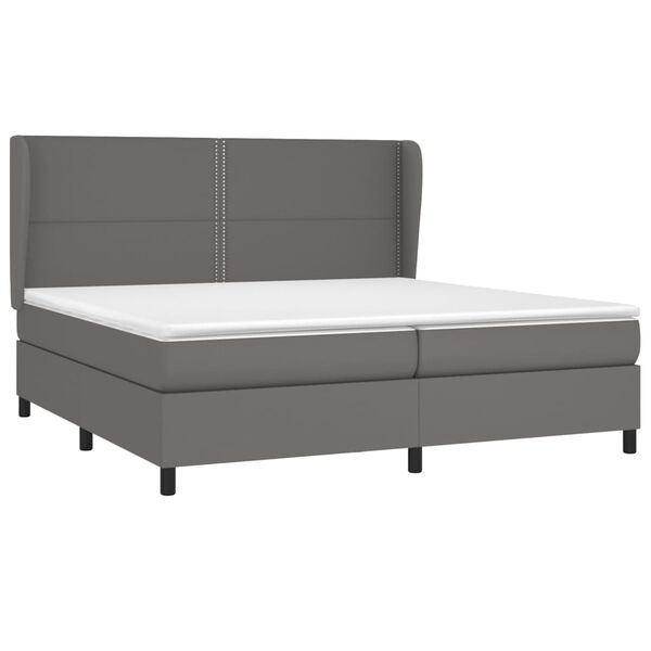 vidaXL Box spring postel s matrac&iacute; &scaron;ed&aacute; 200x200 cm uměl&aacute; kůže