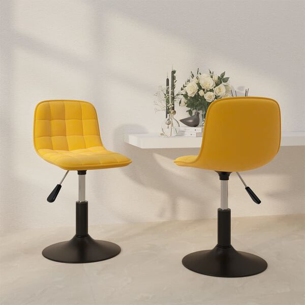 vidaXL Otočn&eacute; j&iacute;deln&iacute; židle 2 ks hořčicově žlut&eacute; samet