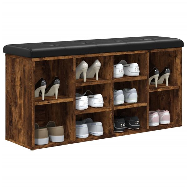 vidaXL Lavice s botníkem kouřový dub 102 x 32 x 50 cm kompozitní dřevo