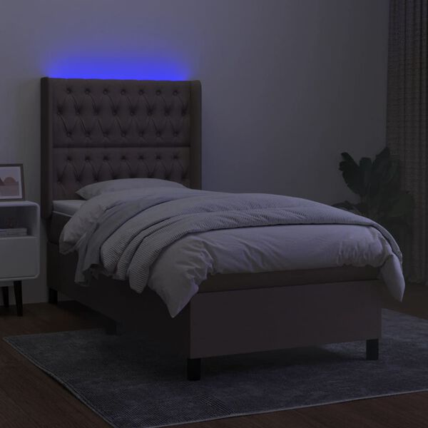vidaXL Box spring postel s matrac&iacute; a LED taupe 90x190 cm textil