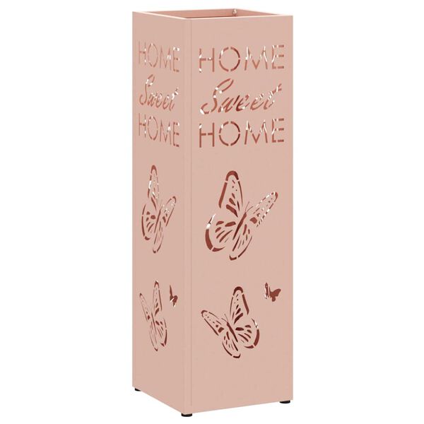 vidaXL Stojan na slunečníky s úložištěm Růžová 15,5 x 15,5 x 49 cm kov