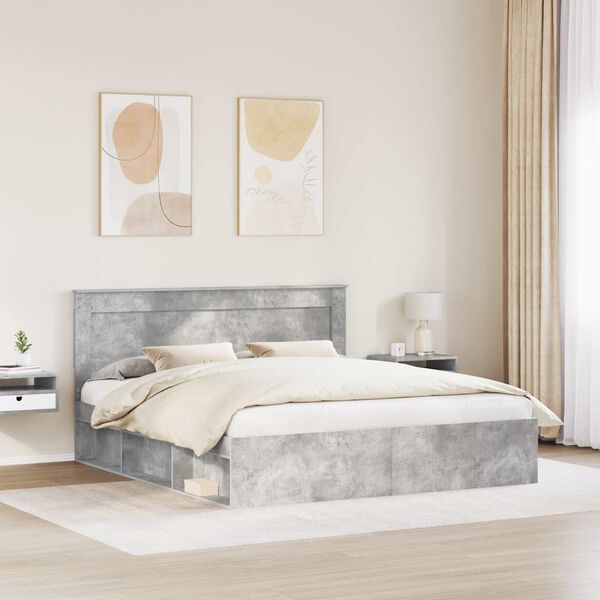 vidaXL R&aacute;m postele s čelo Beton 180 x 200 cm Masivn&iacute; borov&eacute; dřevo