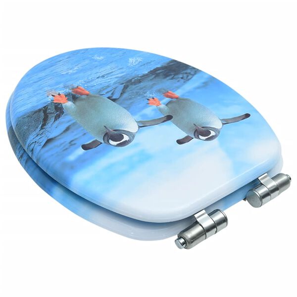 vidaXL WC sedátko s funkcí pomalého sklápění MDF motiv tučňáků