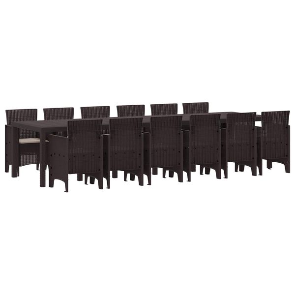 vidaXL Zahradn&iacute; j&iacute;deln&iacute; souprava 13 pcs Hněd&aacute; Ratan Polt