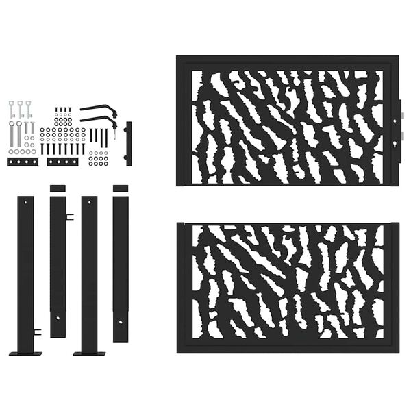 vidaXL Zahradn&iacute; branka čern&aacute; 100 x 100 cm ocelov&yacute; design s kolejnicemi