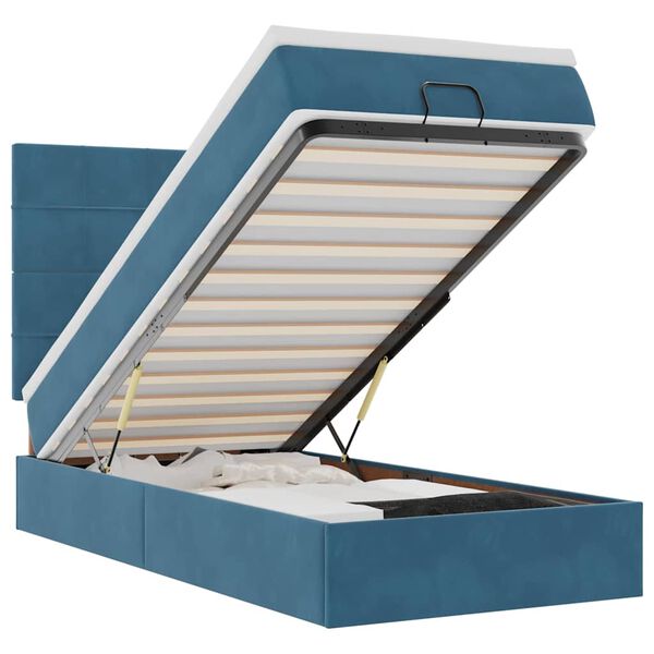 vidaXL Osmansk&yacute; r&aacute;m postele s matracemi tmavě modr&aacute; 90x190cm samet