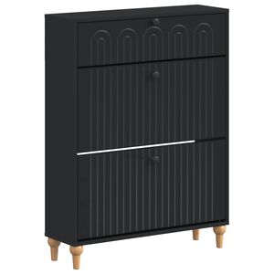 vidaXL Skř&iacute;ň na obuv ALKMAAR 78 x 24 x 103 cm Kompozitn&iacute; dřevo Čern&aacute;
