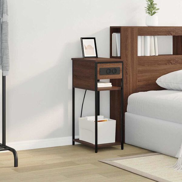 vidaXL Nočn&iacute; skř&iacute;ňka Hněd&yacute; dub 41 x 28 x 76 cm kompozitn&iacute; dřevo