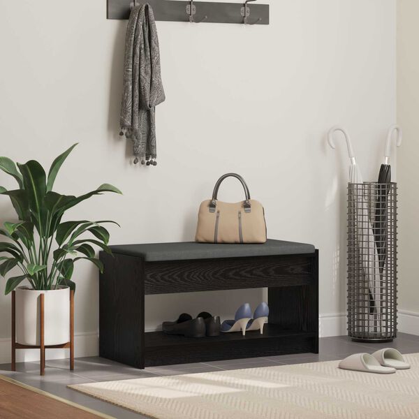 vidaXL Chodbičkov&aacute; lavice s pol&scaron;t&aacute;řem Čern&yacute; Dub 83 x 38 x 45 cm