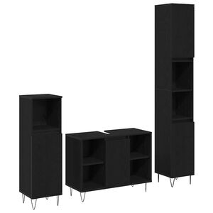 vidaXL Sada koupelnov&eacute;ho n&aacute;bytku 3 ks Čern&yacute; dub 30 x 30 x 180 cm