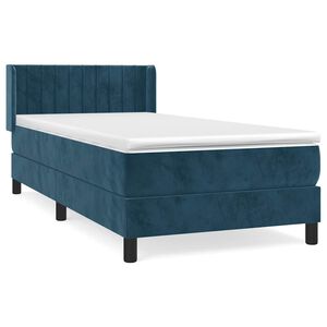 vidaXL Box spring postel s matrac&iacute; tmavě modr&aacute; 80 x 200 cm samet