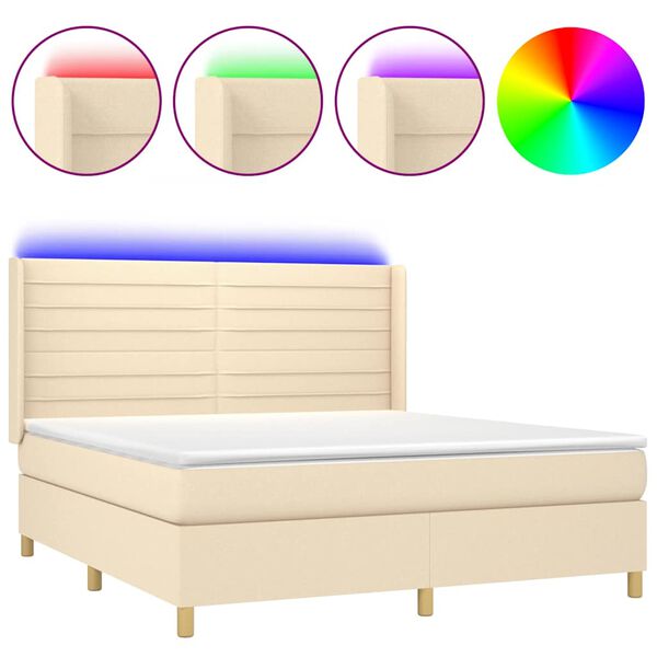 vidaXL Box spring postel s matrac&iacute; a LED kr&eacute;mov&aacute; 160x200 cm textil