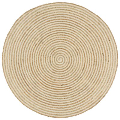 vidaXL Ručně vyrobený koberec z juty spirálový design bílý 120 cm