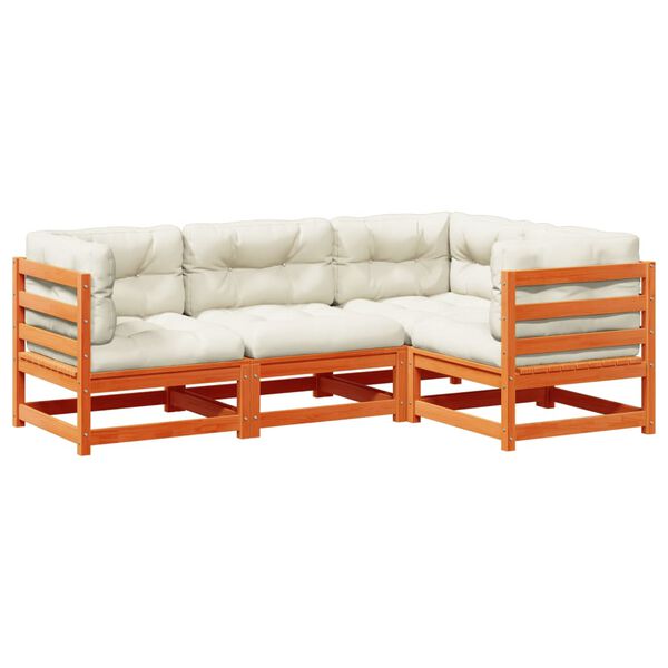 vidaXL 4dílná zahradní sedací souprava podušky voskově hnědá borovice