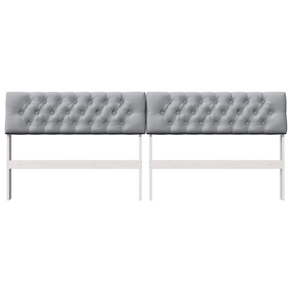 vidaXL Čalouněn&eacute; čelo postele Světle &scaron;ed&aacute; 200 cm Masivn&iacute; borov&eacute; dřevo