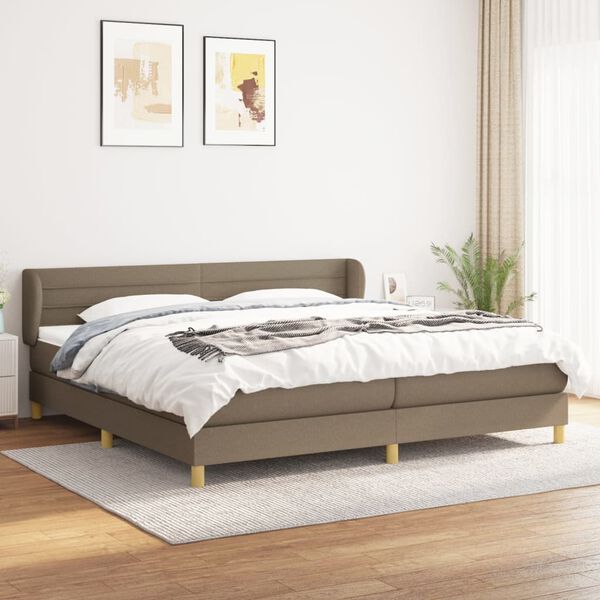 vidaXL Box spring postel s matrac&iacute; taupe 200x200 cm textil