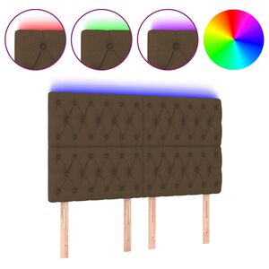 vidaXL Čelo postele s LED tmavě hněd&eacute; 144x7x118/128 cm textil