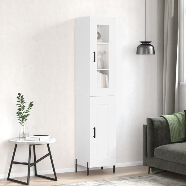 vidaXL Skř&iacute;ň highboard b&iacute;l&aacute; 34,5 x 34 x 180 cm kompozitn&iacute; dřevo