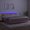 vidaXL Box spring postel s matrac&iacute; a LED růžov&aacute; 160x200 cm samet
