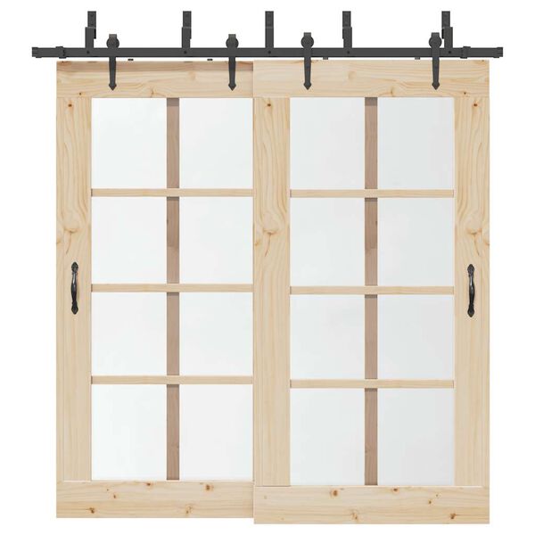 vidaXL Sada př&iacute;slu&scaron;enstv&iacute; pro posuvn&eacute; dveře 213,5 cm ocelov&aacute; čern&aacute;