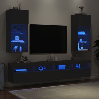 vidaXL TV skříňky s LED osvětlením 2 ks černé 40,5 x 30 x 90 cm